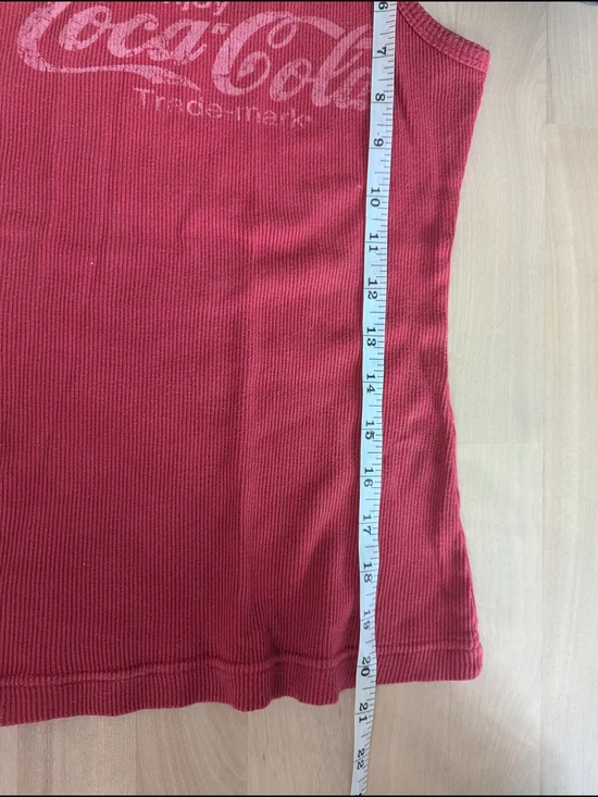 Coca Cola Women's Ribbed Tank Top in Raspberry Red - Picture 3 of 4